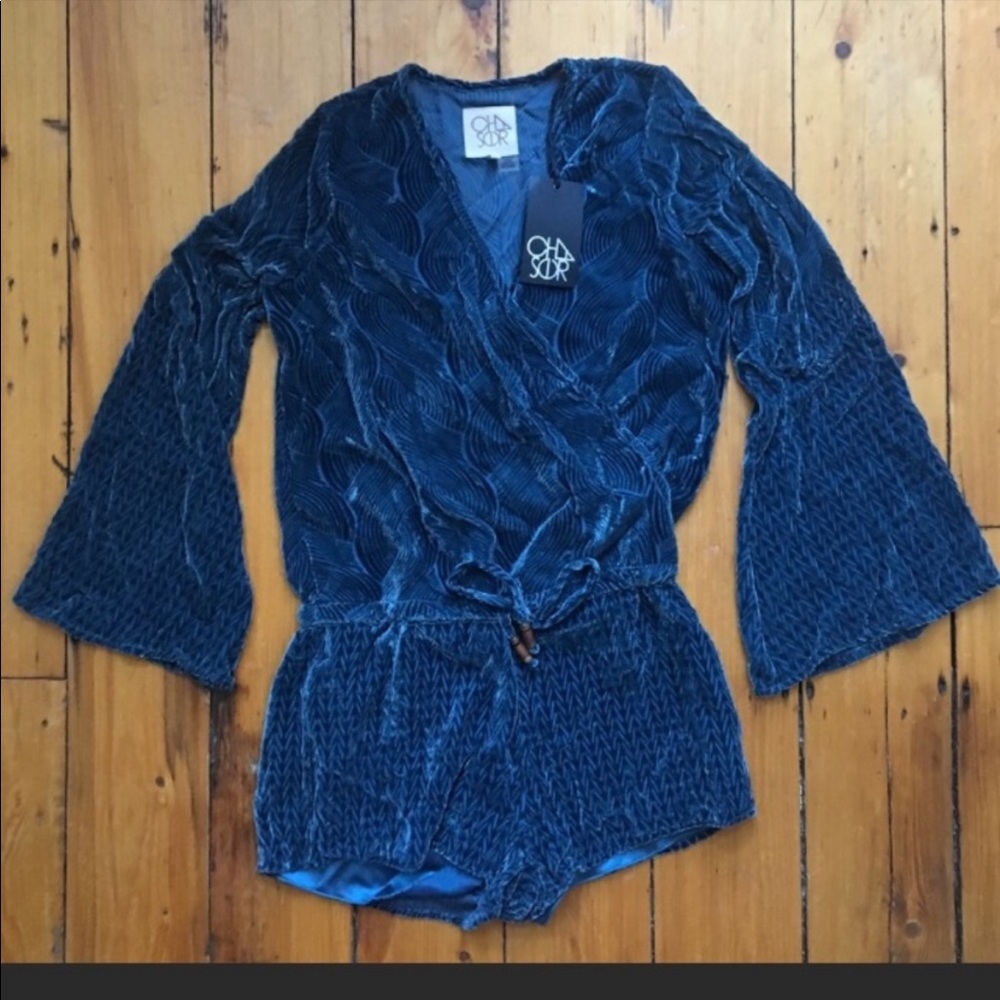 Chaser Bell Sleeve Velvet Romper